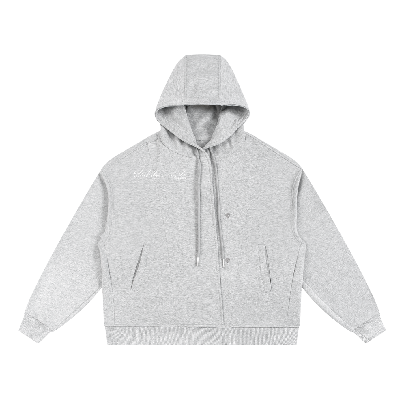 Boxy Button Placket Hoodie